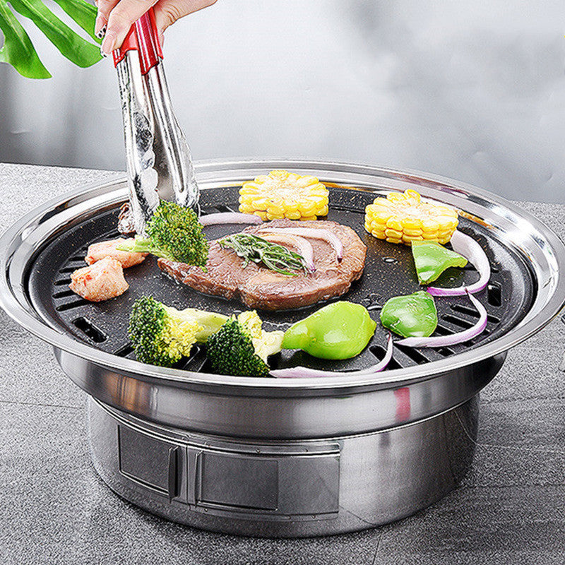 Portable Stainless Steel Charcoal BBQ Grill – Korean-Style Non-Stick Barbecue Stove
