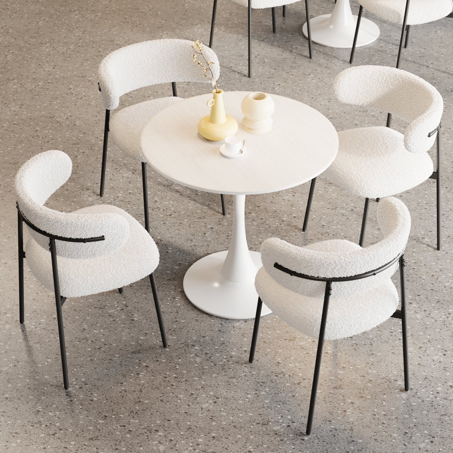 31.4" Modern White Marble Round Dining Table Set – Elegant & Space-Saving