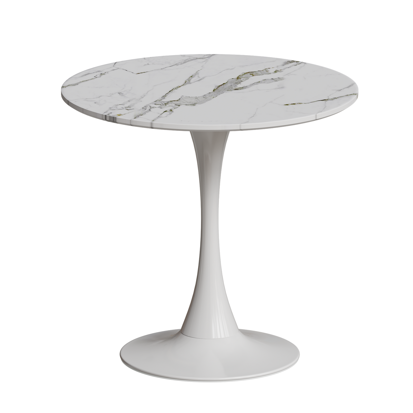 31.4" Modern White Marble Round Dining Table Set – Elegant & Space-Saving