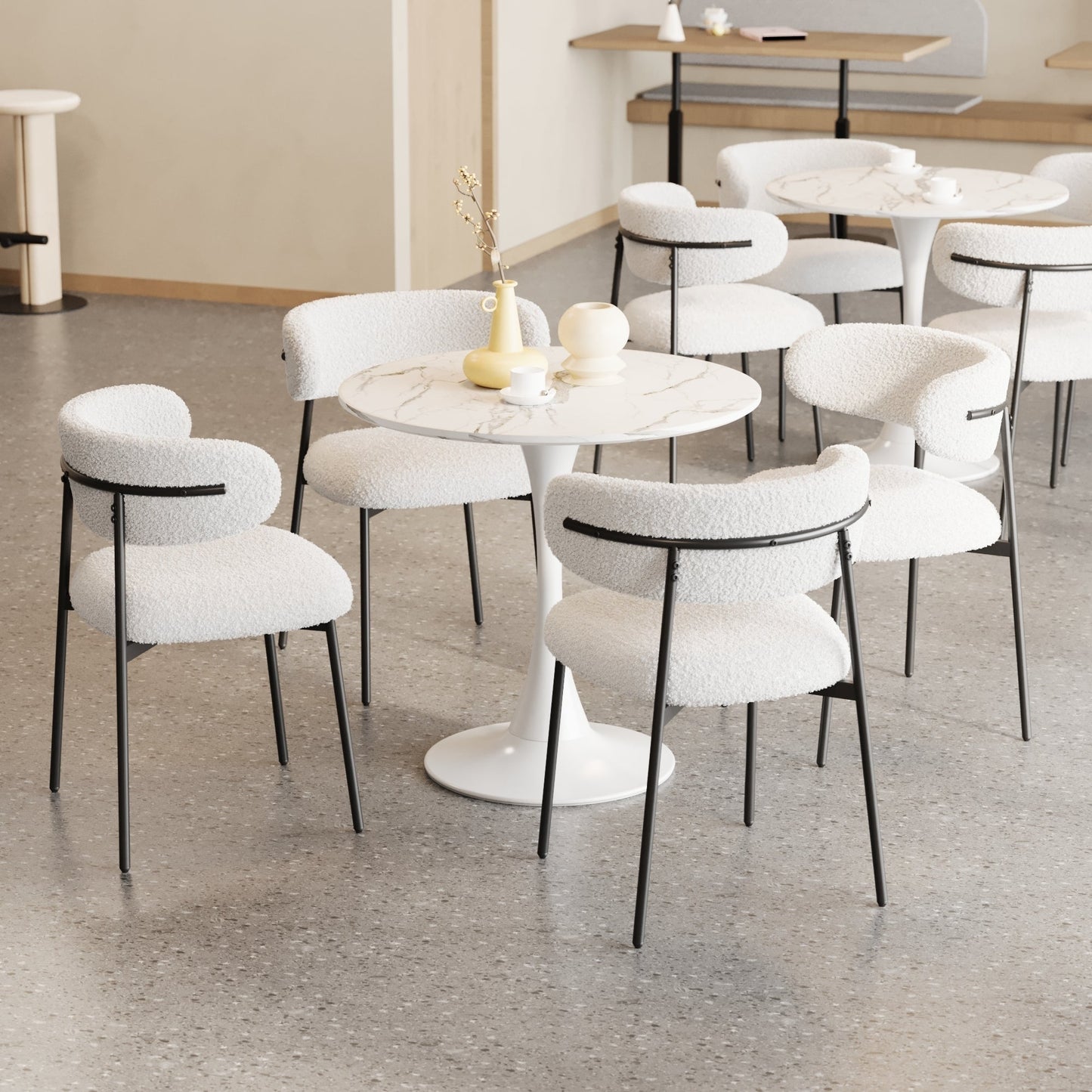 31.4" Modern White Marble Round Dining Table Set – Elegant & Space-Saving