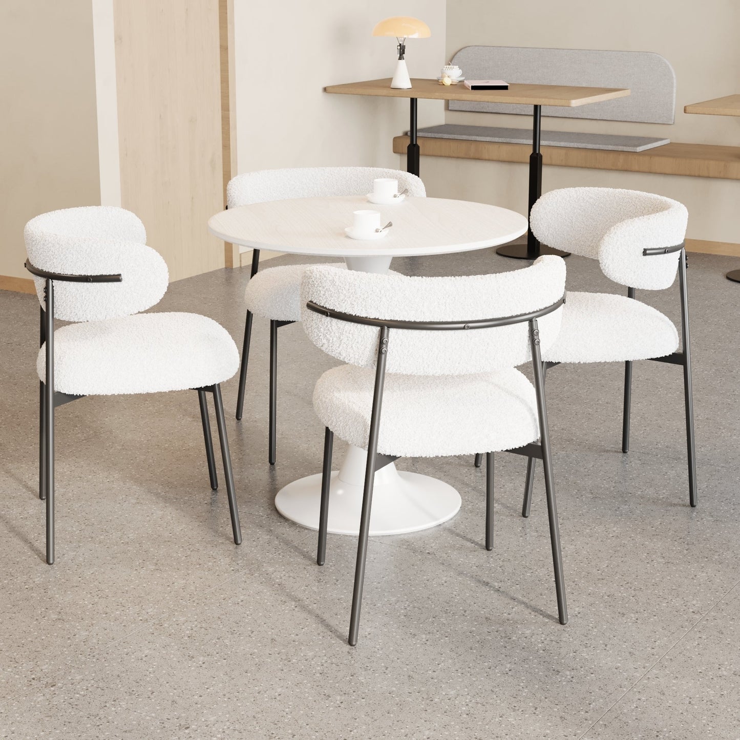 31.4" Modern White Marble Round Dining Table Set – Elegant & Space-Saving