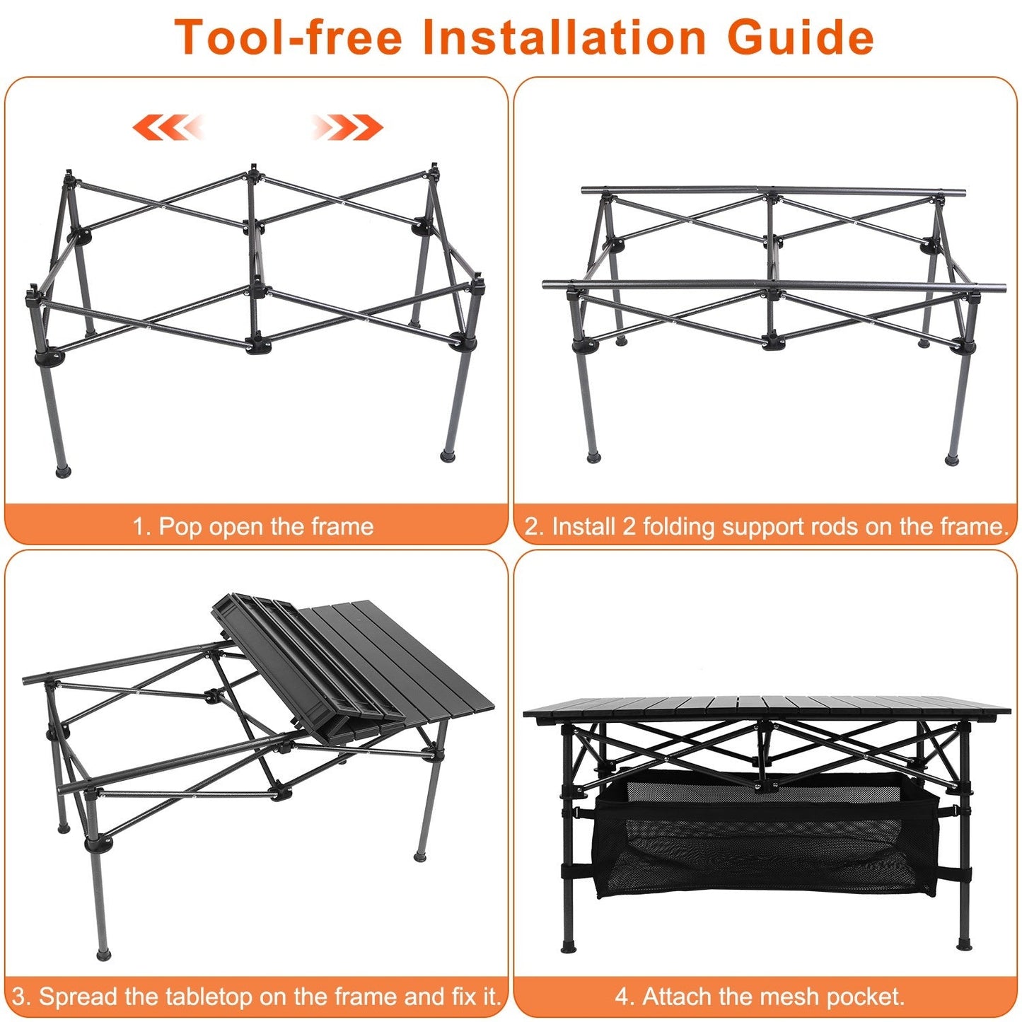 1Pc Folding Camping Table Portable Aluminum Roll-Up Picnic BBQ Desk With Carrying Bag Heavy Duty Outdoor Beach Backyard