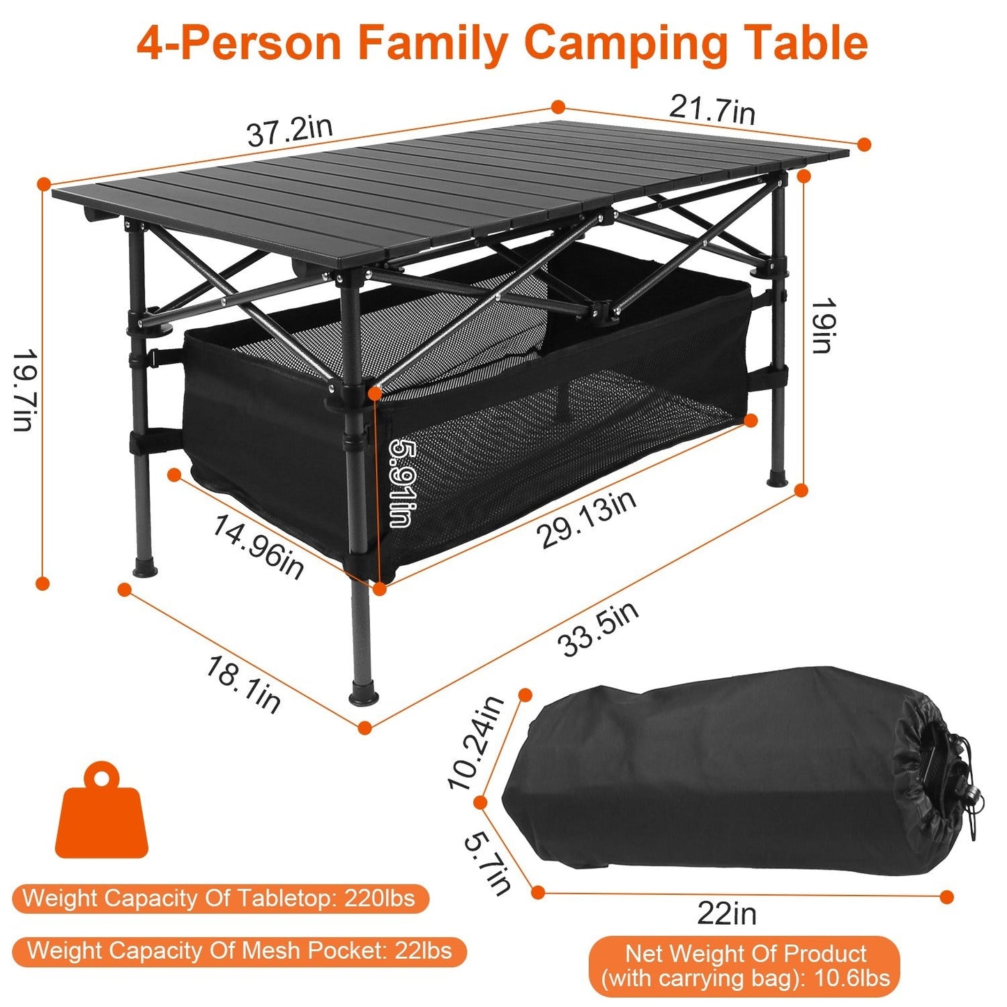 1Pc Folding Camping Table Portable Aluminum Roll-Up Picnic BBQ Desk With Carrying Bag Heavy Duty Outdoor Beach Backyard