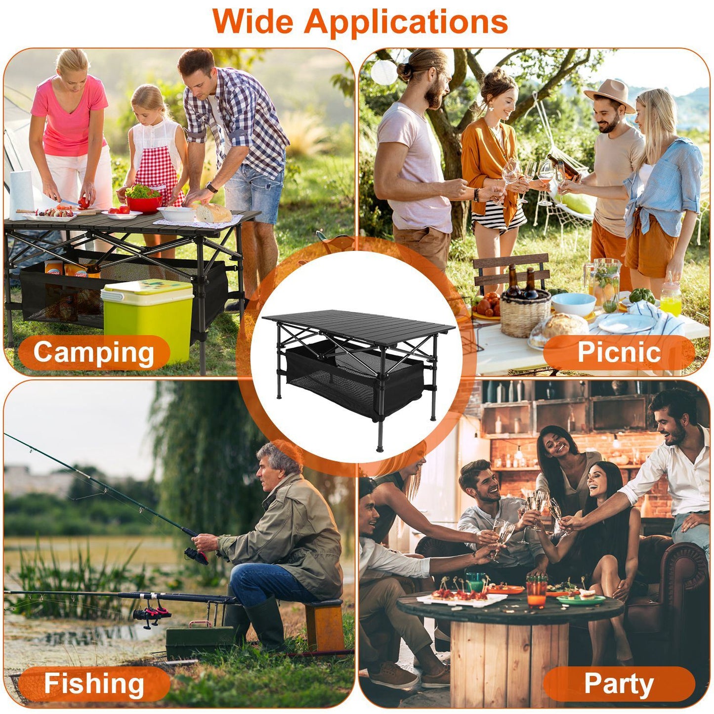 1Pc Folding Camping Table Portable Aluminum Roll-Up Picnic BBQ Desk With Carrying Bag Heavy Duty Outdoor Beach Backyard