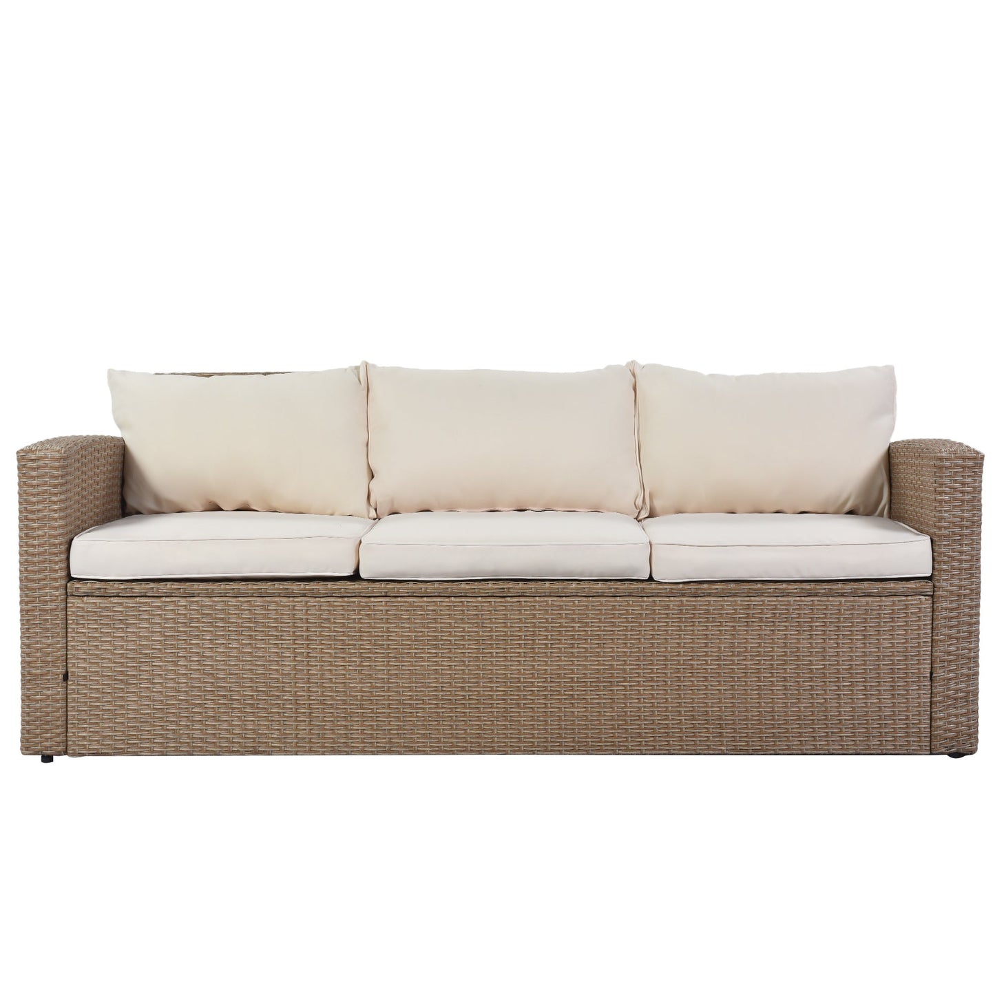 4-Piece Conversation Sofa Set with Beige Cushions