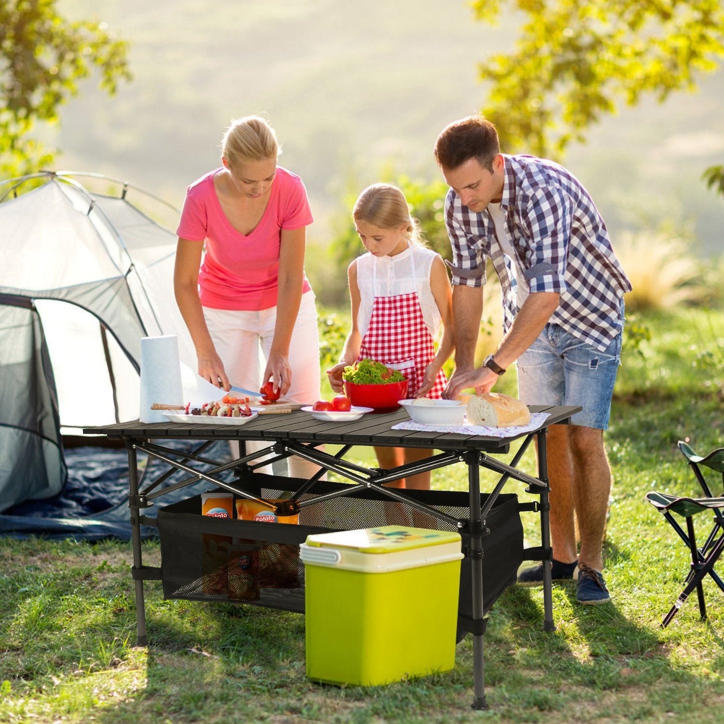 1Pc Folding Camping Table Portable Aluminum Roll-Up Picnic BBQ Desk With Carrying Bag Heavy Duty Outdoor Beach Backyard