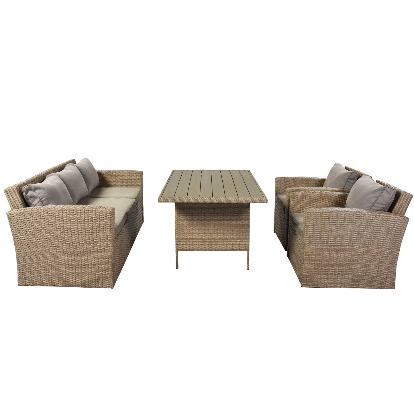 4-Piece Conversation Sofa Set with Beige Cushions