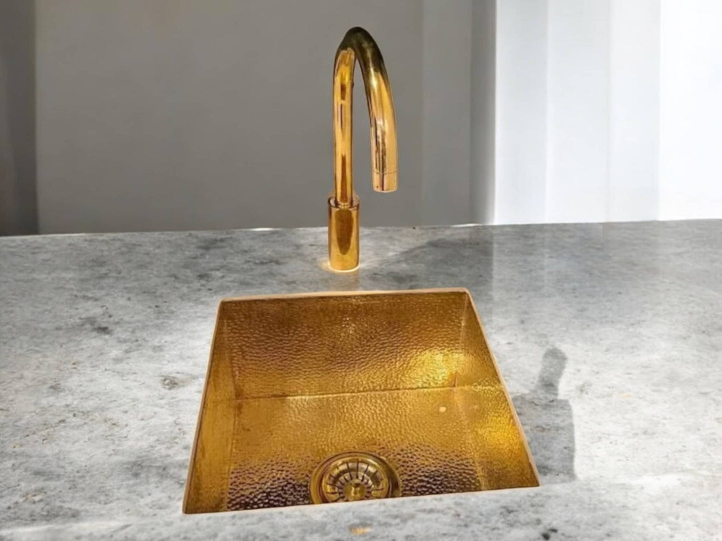 Solid Unlacquered Brass Undermount Hammered Sink – Kitchen Bar Sink, Island Sink, Outdoor Sink