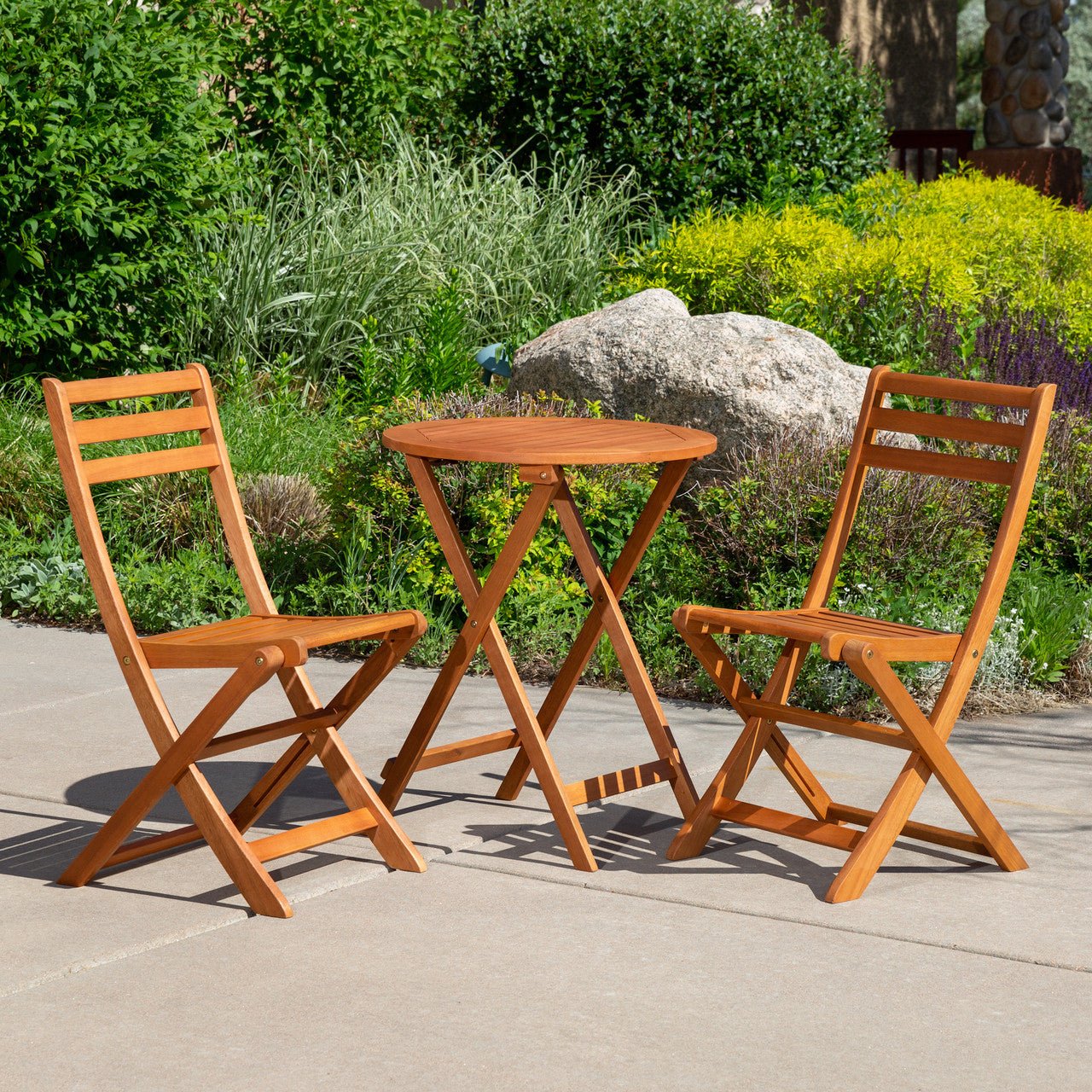 Twin Lakes Eucalyptus Outdoor 3-Piece Café Bistro  Set