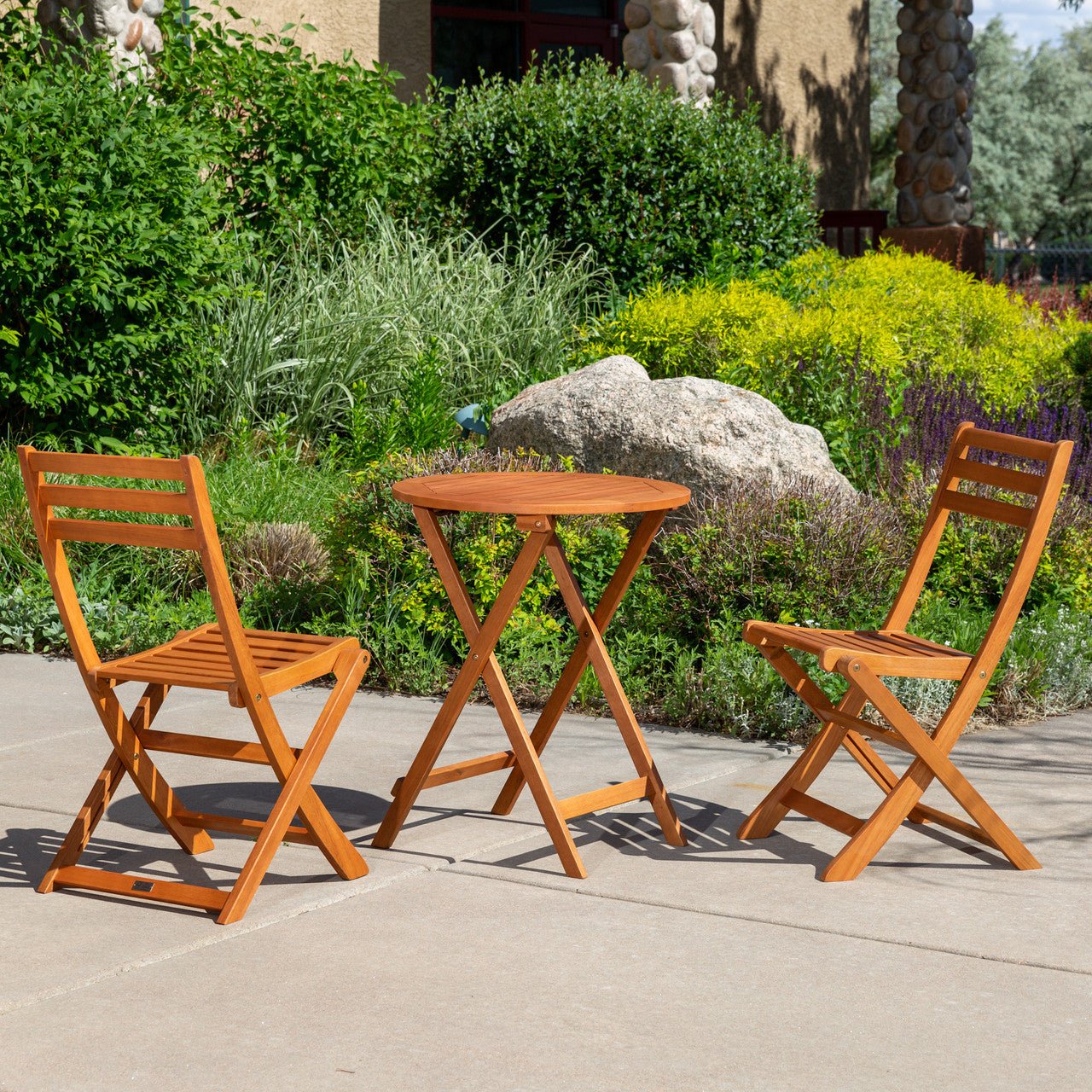 Twin Lakes Eucalyptus Outdoor 3-Piece Café Bistro  Set