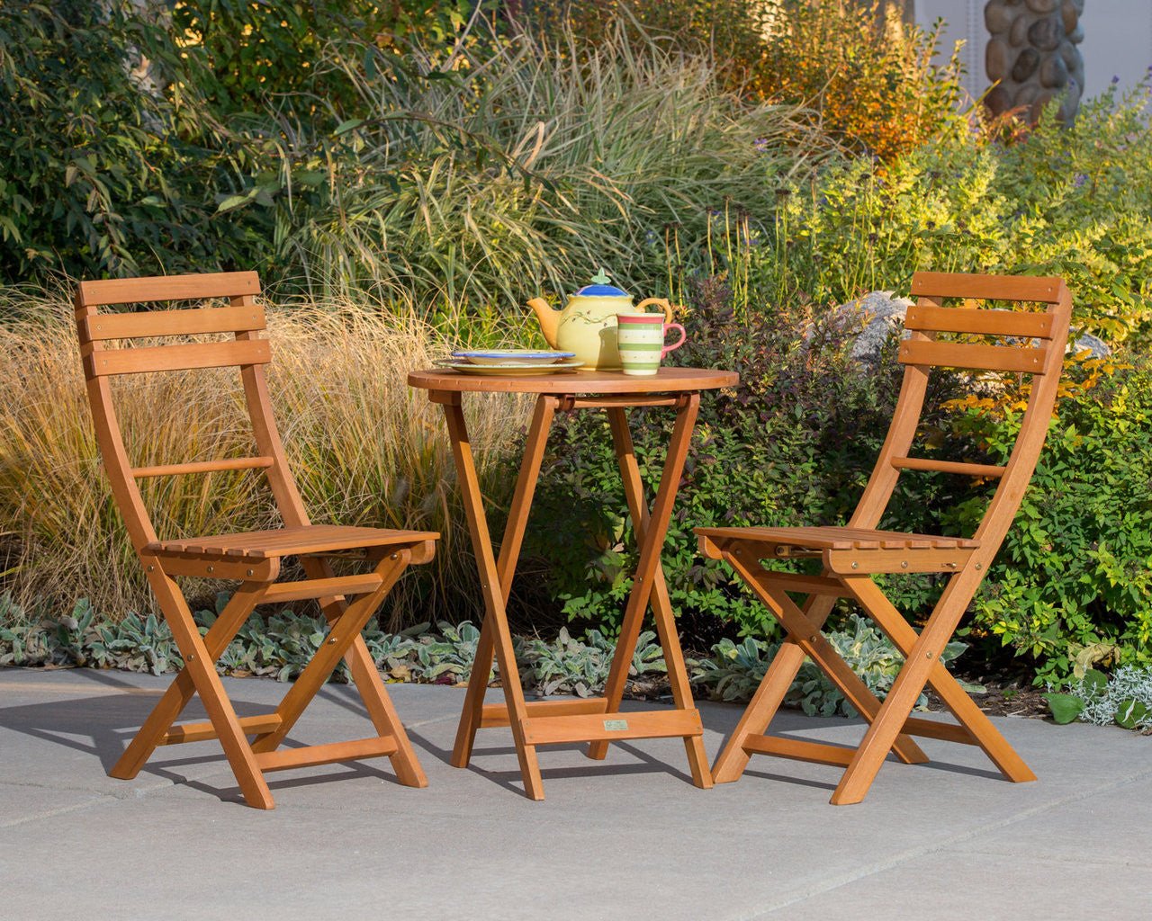 Twin Lakes Eucalyptus Outdoor 3-Piece Café Bistro  Set