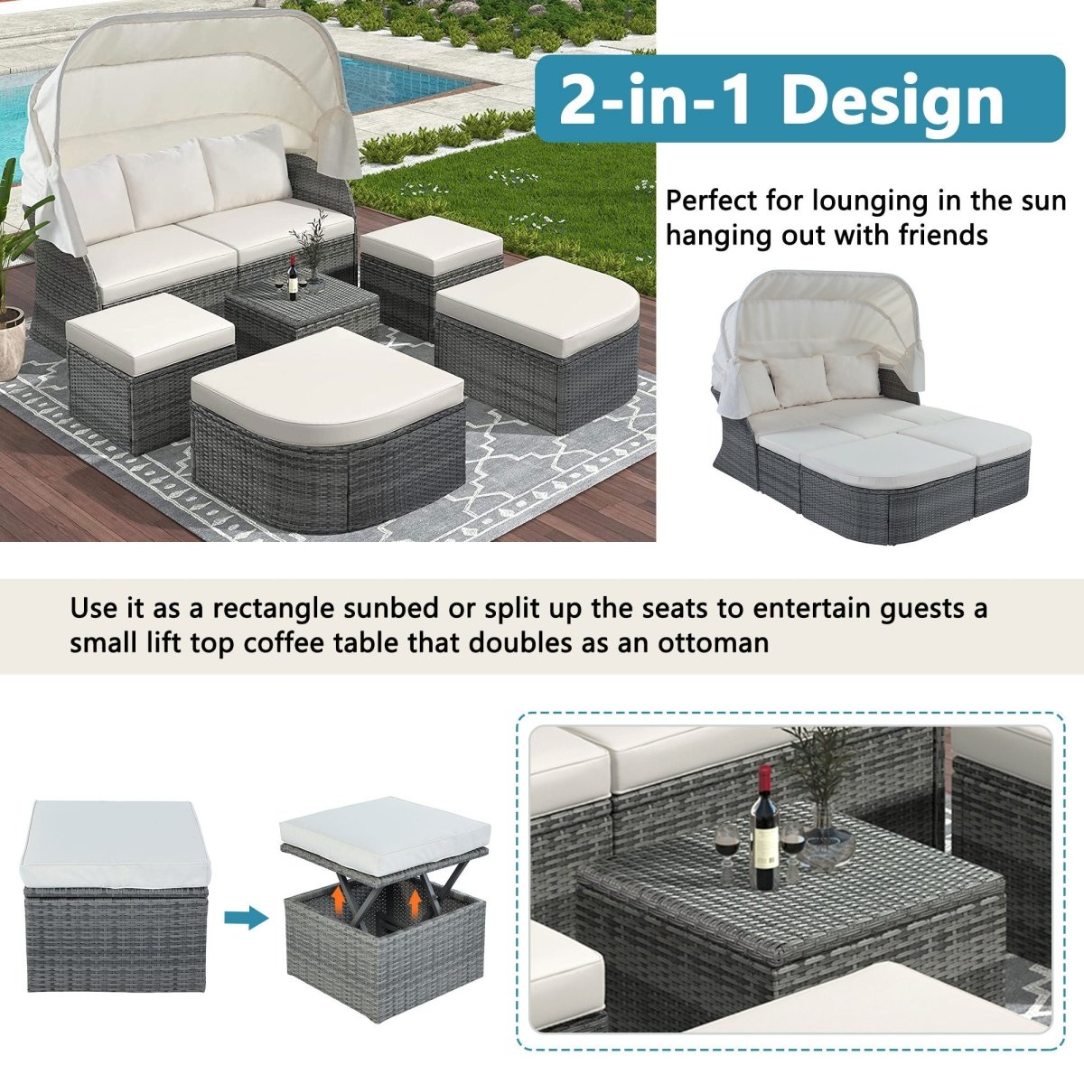 U_STYLE Outdoor Patio Wicker Furniture Set