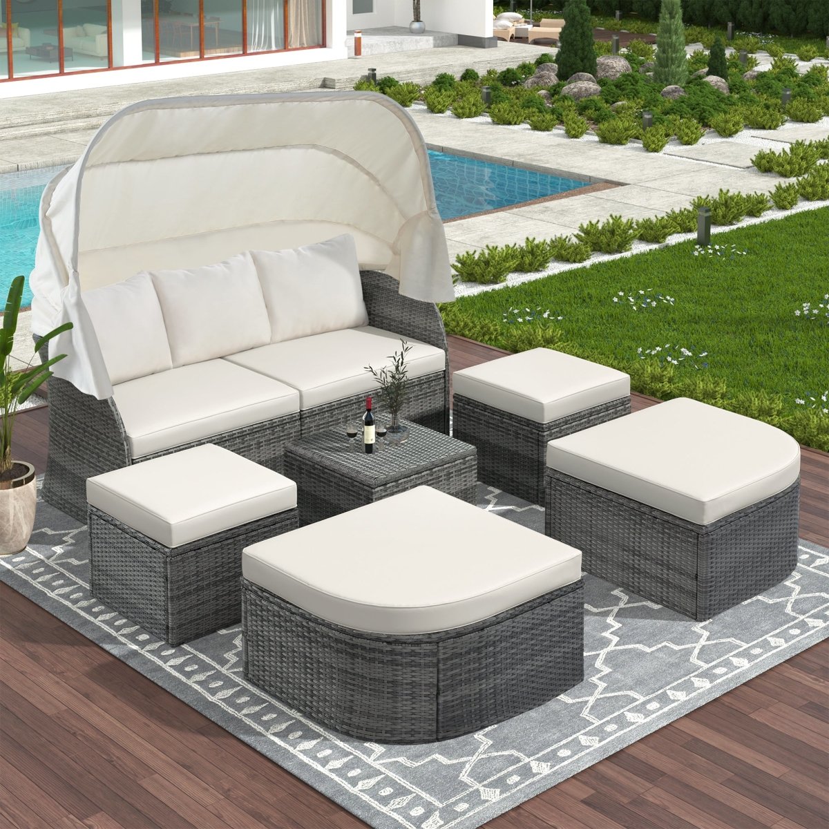 U_STYLE Outdoor Patio Wicker Furniture Set